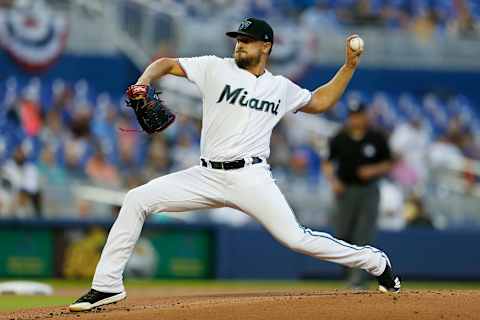 MIAMI, FLORIDA – APRIL 01: Caleb Smith #31 of the Miami Marlins delivers a pitch in the first inning against the New York Mets at Marlins Park on April 01, 2019 in Miami, Florida. (Photo by Michael Reaves/Getty Images)