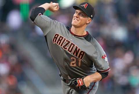 SAN FRANCISCO, CA – JUNE 29: Zack Greinke #21 of the Arizona Diamondbacks pitches against the San Francisco Giants in the bottom of the second inning of a Major League Baseball game at Oracle Park on June 29, 2019 in San Francisco, California. (Photo by Thearon W. Henderson/Getty Images)