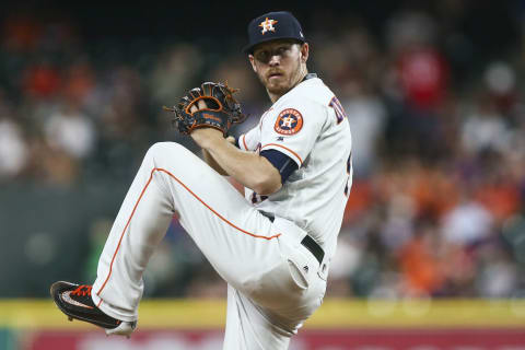 May 1, 2017; Houston, TX, USA; Houston Astros relief pitcher Chris Devenski (47) delivers a pitch during the eighth inning against the Texas Rangers at Minute Maid Park. Mandatory Credit: Troy Taormina-USA TODAY Sports