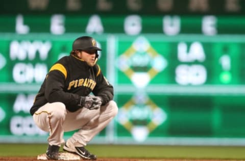 May 6, 2017; Pittsburgh, PA, USA; Pittsburgh Pirates starting pitcher Gerrit Cole (45) looks on from second base against the Milwaukee Brewers during the sixth inning at PNC Park. Astros target? Mandatory Credit: Charles LeClaire-USA TODAY Sports