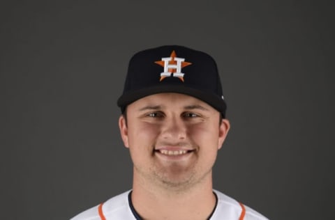 Feb 19, 2017; West Palm Beach, FL, USA; Houston Astros third baseman J.D. Davis (73) poses during spring training media day at The Ballpark of the Palm Beaches. Mandatory Credit: Steve Mitchell-USA TODAY Sports