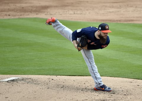 Mar 12, 2017; West Palm Beach, FL, USA; Houston Astros starting pitcher Dallas Keuchel (60) delivers a pitch against the Washington Nationals during a spring training game at The Ballpark of the Palm Beaches. Mandatory Credit: Steve Mitchell-USA TODAY Sports