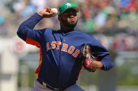 Mar 17, 2017; Fort Myers, FL, USA; Houston Astros relief pitcher Francis Martes (79) throws against the Boston Red Sox in the fifth inning at JetBlue Park. The Astros won 6-2. Mandatory Credit: Aaron Doster-USA TODAY Sports