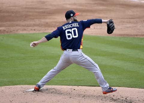 Mar 12, 2017; West Palm Beach, FL, USA; Houston Astros starting pitcher Dallas Keuchel (60) delivers a pitch against the Washington Nationals during a spring training game at The Ballpark of the Palm Beaches. Mandatory Credit: Steve Mitchell-USA TODAY Sports