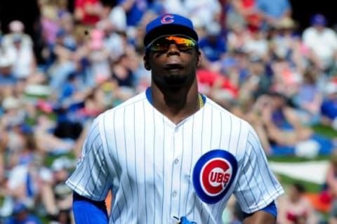 Mar 5, 2016; Mesa, AZ, USA; Chicago Cubs right fielder Jorge Soler (68) looks on during the game against the Cincinnati Reds at Sloan Park. Mandatory Credit: Matt Kartozian-USA TODAY Sports