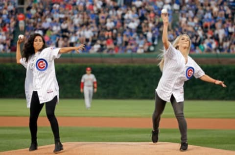 Chicago Cubs – Julie Johnston (R) and Christen Press (L) (Photo by Jon Durr/Getty Images)