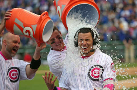 Ross, Rizzo, and Baez, Chicago Cubs (Photo by Jonathan Daniel/Getty Images)