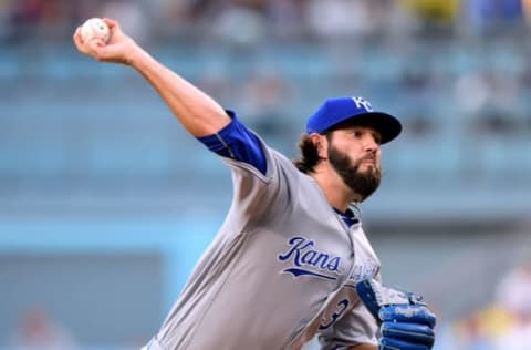 LOS ANGELES, CA – JULY 07: Jason Hammel #39 of the Kansas City Royals pitches against the Los Angeles Dodgers during the first inning at Dodger Stadium on July 7, 2017 in Los Angeles, California. (Photo by Harry How/Getty Images)