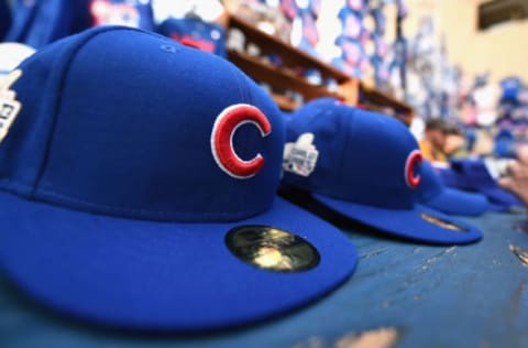 CHICAGO, IL – OCTOBER 30: Chicago Cubs hats for sale sit on display outside Wrigley Field before Game Five of the 2016 World Series between the Chicago Cubs and the Cleveland Indians at Wrigley Field on October 30, 2016 in Chicago, Illinois. (Photo by Stacy Revere/Getty Images)