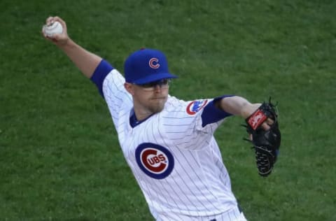 CHICAGO, IL – MAY 19: Pierce Johnson #48 of the Chicago Cubs, making his Major League debut in relief, pitches against the Milwaukee Brewers at Wrigley Field on May 19, 2017 in Chicago, Illinois. The Brewers defeated the Cubs 6-3. (Photo by Jonathan Daniel/Getty Images)