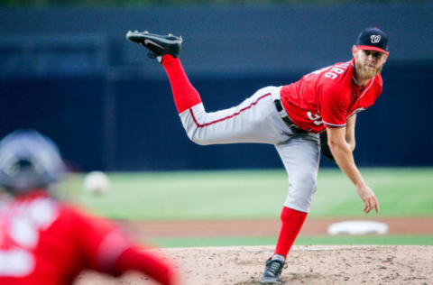 SAN DIEGO, CA – AUGUST 19: Stephen Strasburg #37 of the Washington Nationals pitches the ball during the 2nd inning against the San Diego Padres at PETCO Park on August 19, 2017 in San Diego, California. (Photo by Kent Horner/Getty Images)