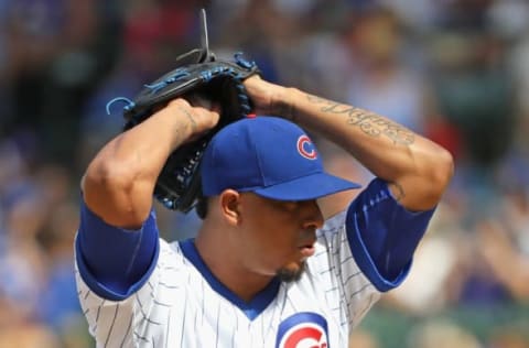 CHICAGO, IL – JULY 20: Hector Rondon #56 of the Chicago Cubs pitches in the 9th inning against the New York Mets at Wrigley Field on July 20, 2016 in Chicago, Illinois. The Cubs defeated the Mets 6-2. (Photo by Jonathan Daniel/Getty Images)