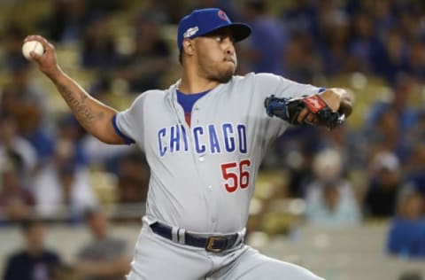 LOS ANGELES, CA – OCTOBER 19: Hector Rondon #56 of the Chicago Cubs delivers a pitch in the ninth inning against the Los Angeles Dodgers in game four of the National League Championship Series at Dodger Stadium on October 19, 2016 in Los Angeles, California. (Photo by Sean M. Haffey/Getty Images)