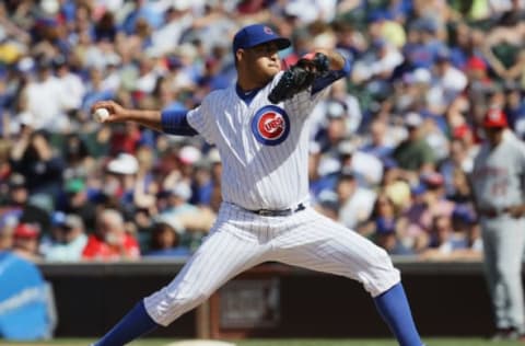 CHICAGO, IL – MAY 18: Hector Rondon #56 of the Chicago Cubs pitches against the Cincinnati Reds at Wrigley Field on May 18, 2017 in Chicago, Illinois. The Cubs defeated the Reds 9-5. (Photo by Jonathan Daniel/Getty Images)