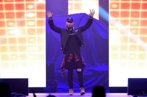 LAS VEGAS, NV – DECEMBER 01: Major League Baseball player Bryce Harper speaks on stage at the Vegas Strong Benefit Concert at T-Mobile Arena to support victims of the October 1 tragedy on the Las Vegas Strip on December 1, 2017 in Las Vegas, Nevada. (Photo by David Becker/Getty Images)