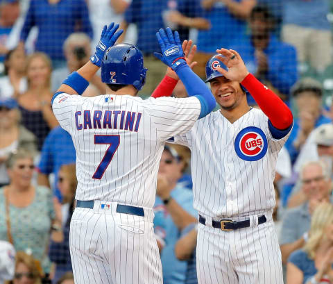 Caratini and Contreras, Chicago Cubs (Photo by Jon Durr/Getty Images)