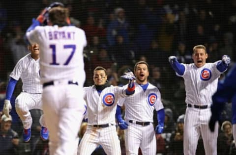 Kris Bryant, Javier Baez, Kyle Schwarber, Anthony Rizzo, Chicago Cubs (Photo by Jonathan Daniel/Getty Images)