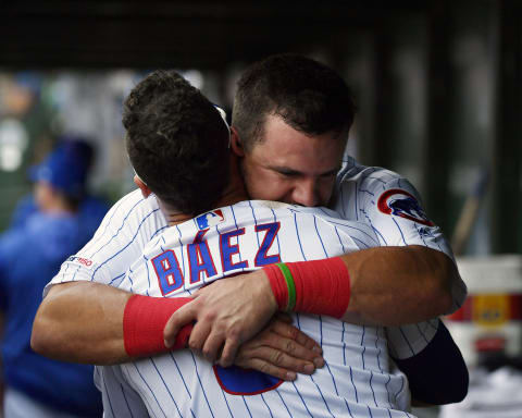 Kyle Schwarber and Javier Baez, Chicago Cubs  (Photo by Quinn Harris/Getty Images)