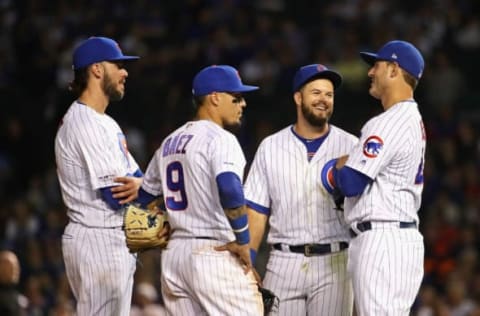 Kris Bryant, Javier Baez, David Bote, Anthony Rizzo, Chicago Cubs (Photo by Jonathan Daniel/Getty Images)