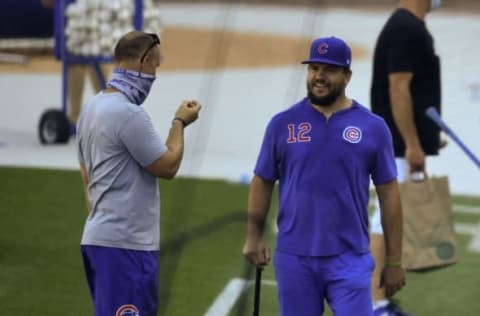 David Ross and Kyle Schwarber, Chicago Cubs (Photo by Quinn Harris/Getty Images)