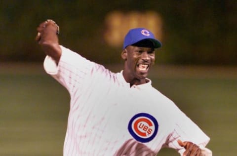 Michael Jordan, Chicago Cubs (Photo credit should read JEFF HAYNES/AFP via Getty Images)