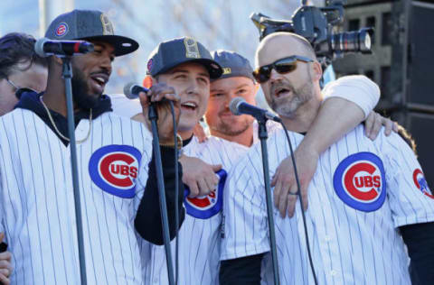 Dexter Fowler, Anthony Rizzo, Jon Lester and David Ross / Chicago Cubs (Photo by Jonathan Daniel/Getty Images)