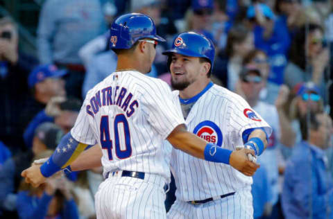 Willson Contreras and Kyle Schwarber, Chicago Cubs (Photo by Jon Durr/Getty Images)