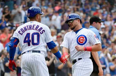 Willson Contreras and Kyle Schwarber, Chicago Cubs, (Photo by Quinn Harris/Getty Images)