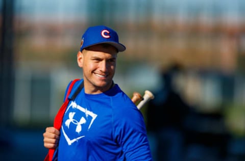 Feb 15, 2017; Mesa, AZ, USA; Chicago Cubs outfielder Albert Almora Jr. during a Spring Training workout at Sloan Park. Mandatory Credit: Mark J. Rebilas-USA TODAY Sports