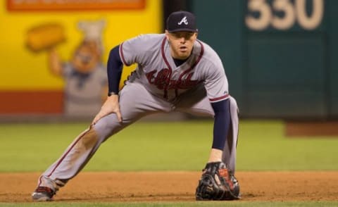 Sep 9, 2015; Philadelphia, PA, USA; Atlanta Braves first baseman Freddie Freeman (5) in a game against the Philadelphia Phillies at Citizens Bank Park. The Braves won 8-1. Mandatory Credit: Bill Streicher-USA TODAY Sports