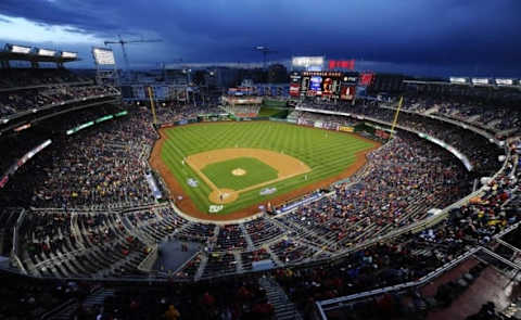 Apr 7, 2016; Washington, DC, USA; A general view of Nationals Park during the game between the Washington Nationals and the Miami Marlins. Mandatory Credit: Brad Mills-USA TODAY Sports