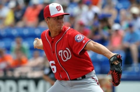 Mar 30, 2016; Port St. Lucie, FL, USA; Washington Nationals starting pitcher Trevor Gott (26) throws a pitch in the first inning during a spring training game against the New York Mets at Tradition Field. Mandatory Credit: Steve Mitchell-USA TODAY Sports