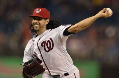 May 23, 2016; Washington, DC, USA; Washington Nationals starting pitcher Gio Gonzalez (47) pitches during the second inning against the New York Mets at Nationals Park. Mandatory Credit: Tommy Gilligan-USA TODAY Sports