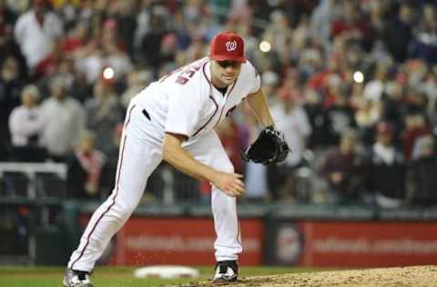 May 11, 2016; Washington, DC, USA; Washington Nationals starting pitcher Max Scherzer (31) reacts after striking out the twentieth Detroit Tiger of the game during the ninth inning at Nationals Park. The Washington Nationals won 3-2. Mandatory Credit: Brad Mills-USA TODAY Sports