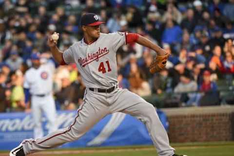 May 5, 2016; Chicago, IL, USA; Washington Nationals starting pitcher Joe Ross (41) delivers against the Chicago Cubs in the first inning at Wrigley Field. Mandatory Credit: Matt Marton-USA TODAY Sports