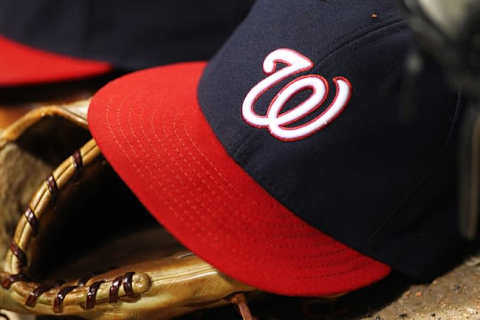 Jun 7, 2016; Chicago, IL, USA; A Washington Nationals hat sits on the bench during the game against the Chicago White Sox at U.S. Cellular Field. Mandatory Credit: Caylor Arnold-USA TODAY Sports