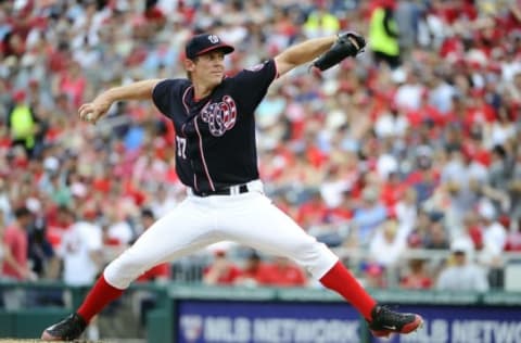 May 29, 2016; Washington, DC, USA; Washington Nationals starting pitcher Stephen Strasburg (37) throws to the St. Louis Cardinals during the fourth inning at Nationals Park. Mandatory Credit: Brad Mills-USA TODAY Sports