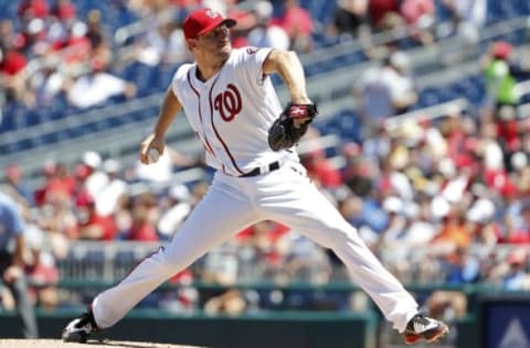 Jul 17, 2016; Washington, DC, USA; Washington Nationals starting pitcher Max Scherzer (31) pitches against the Pittsburgh Pirates in the second inning at Nationals Park. Mandatory Credit: Geoff Burke-USA TODAY Sports