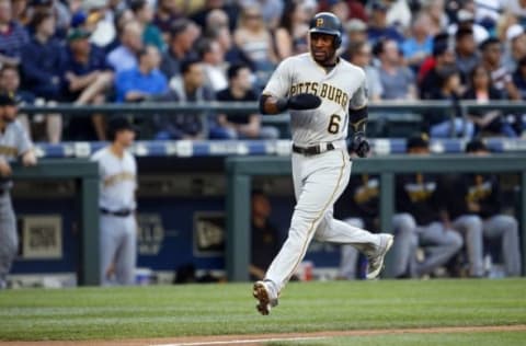 Jun 29, 2016; Seattle, WA, USA; Pittsburgh Pirates left fielder Starling Marte (6) runs home to score a run against the Seattle Mariners during the second inning at Safeco Field. Pittsburgh defeated Seattle, 8-1. Mandatory Credit: Joe Nicholson-USA TODAY Sports