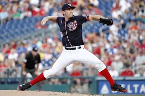 Jul 15, 2016; Washington, DC, USA; Washington Nationals starting pitcher Stephen Strasburg (37) pitches against the Pittsburgh Pirates in the second inning at Nationals Park. Mandatory Credit: Geoff Burke-USA TODAY Sports