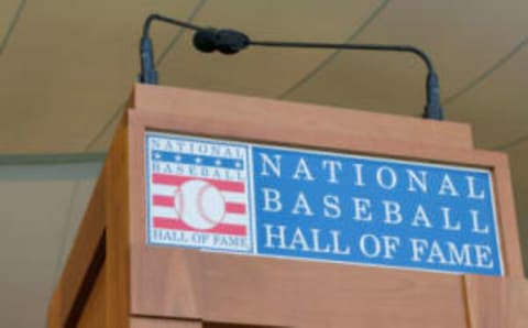 COOPERSTOWN, NY – JULY 29: The podium is seen at Clark Sports Center during the Baseball Hall of Fame induction ceremony on July 29, 2018 in Cooperstown, New York. (Photo by Jim McIsaac/Getty Images)