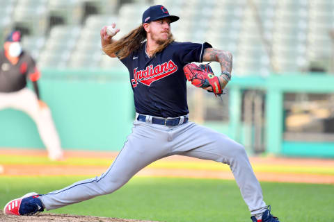 CLEVELAND, OHIO – JULY 15: Mike Clevinger #52 of the Cleveland Indians pitches in the third inning of an intrasquad game at Progressive Field on July 15, 2020 in Cleveland, Ohio. (Photo by Jason Miller/Getty Images)