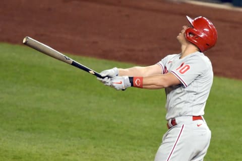 WASHINGTON, DC – SEPTEMBER 23: J.T. Realmuto #10 of the Philadelphia Phillies takes a swing during a baseball game against the Washington Nationals at Nationals Park on September 23, 2020 in Washington, DC. (Photo by Mitchell Layton/Getty Images)