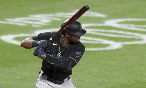 NEW YORK, NEW YORK – SEPTEMBER 25: (NEW YORK DAILIES OUT) Starling Marte #6 of the Miami Marlins in action against the New York Yankees at Yankee Stadium on September 25, 2020 in New York City. The Marlins defeated the Yankees 4-3 in ten innings and clinched a playoff spot. (Photo by Jim McIsaac/Getty Images)