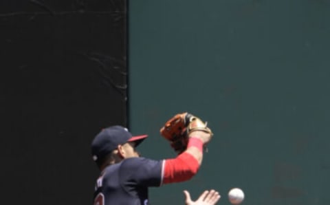 Gerardo Parra #88 of the Washington Nationals drops this fly ball for an error against the San Francisco Giants in the bottom of the first inning at Oracle Park on July 10, 2021 in San Francisco, California. (Photo by Thearon W. Henderson/Getty Images)