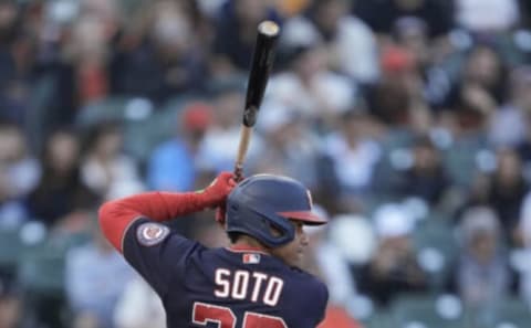 Juan Soto #22 of the Washington Nationals bats against the San Francisco Giants in the top of the first inning at Oracle Park on July 09, 2021 in San Francisco, California. (Photo by Thearon W. Henderson/Getty Images)