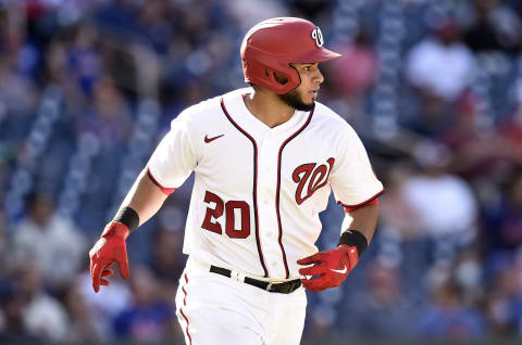 WASHINGTON, DC – SEPTEMBER 04: Keibert Ruiz #20 of the Washington Nationals runs the bases against the New York Mets during game one of a doubleheader at Nationals Park on September 04, 2021 in Washington, DC. (Photo by G Fiume/Getty Images)