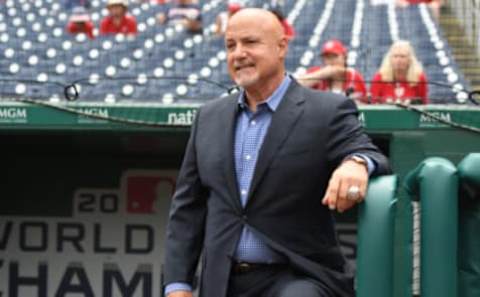 WAWASHINGTON, DC – JULY 17: President of Baseball Operations and general manager fo the Washington Nationals Mike Rizzo looks on before a baseball game against the Atlanta Braves at Nationals Park on July 17, 2022 in Washington, DC. (Photo by Mitchell Layton/Getty Images)