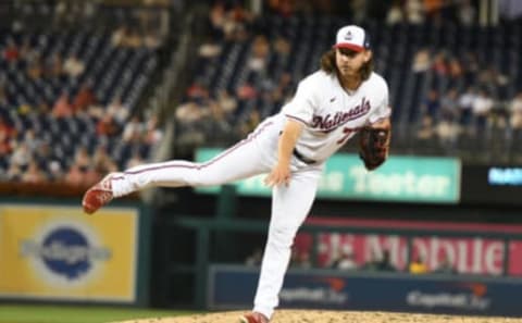 WASHINGTON, DC – AUGUST 30: Hunter Harvey #73 of the Washington Nationals pitches during a baseball game against the against the Oakland Athletics at Nationals Park on September 5, 2022 in Washington, DC. (Photo by Mitchell Layton/Getty Images)