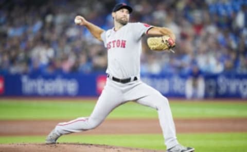 TORONTO, ON – OCTOBER 2: Michael Wacha #52 of the Boston Red Sox pitches to the Toronto Blue Jays during the first inning in their MLB game at the Rogers Centre on October 2, 2022 in Toronto, Ontario, Canada. (Photo by Mark Blinch/Getty Images)